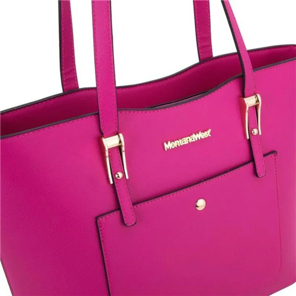 Montana West 3PCS Hot Pink Purses For Women Tote and Wallet Set Shoulder Bags - Picture 3 of 6